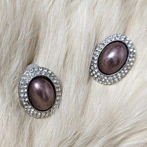 Rhinestone and Pearl Costume Earrings